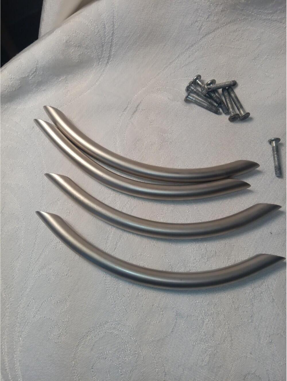 LOT of 4 Curved 6" Arch Cabinet Pulls Brushed Satin Nickel VG+ Used Condition